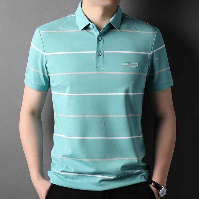 Wholesale Factory Customized Cheap Printing 100%Cotton Embroidered Stripe Polo Shirt
