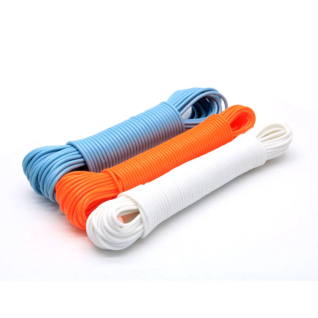 Washing Rope Plastic Orange PVC Rope 3mmx30m with Hook for Outdoor
