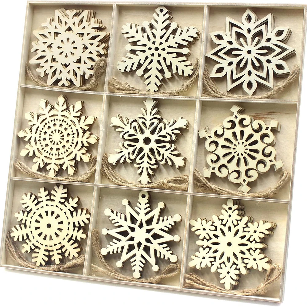 Manufacturers Handicrafts Small Pendant Christmas Laser Carving Wooden Decoration