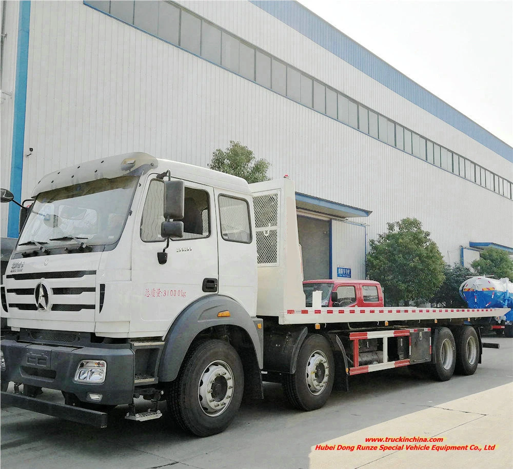 Beiben 8X4 Bandeja de inclinación de servicio pesado remolque de superficie plana para transporte de camiones 15ton - 25ton Wrecker