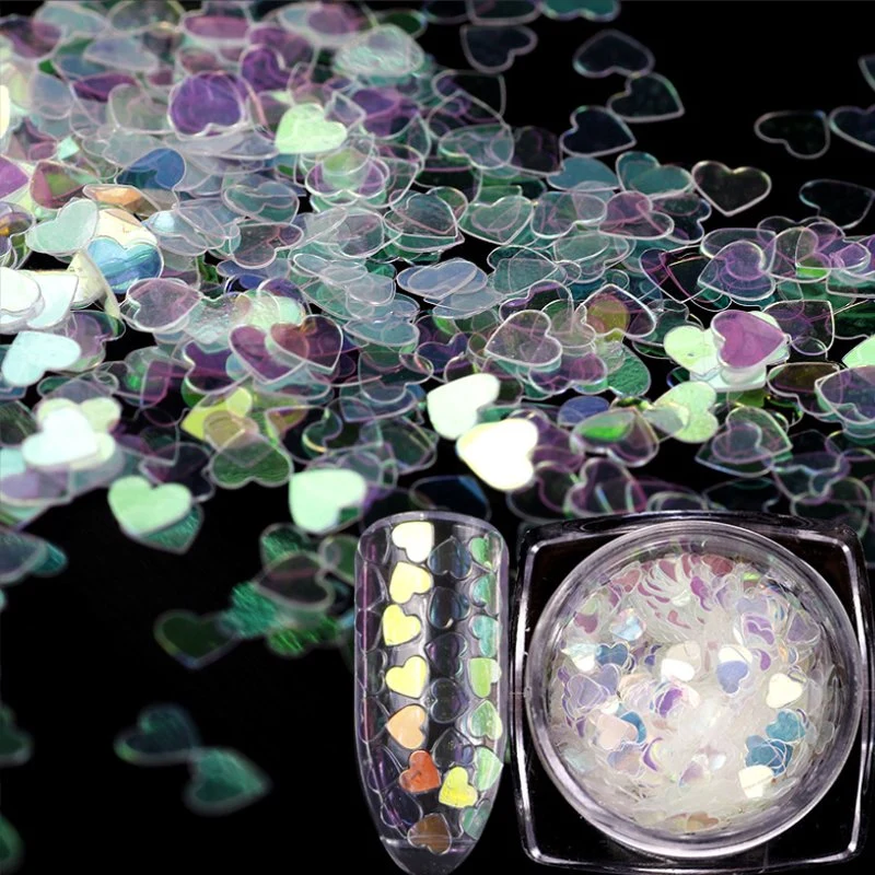 Holographic Ab Nail Sequins Flakes Aurora Star Heart Spangles Glitter Decoration for Nails