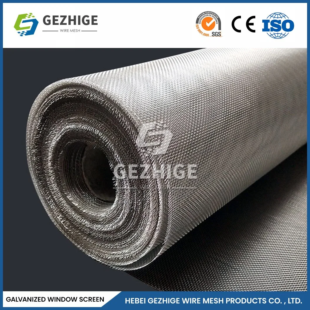 Gezhige Wholesale/Supplier Blackout Window Screens Manufacturing 16 X 16 Mesh Zinc Plated Wire Mesh Curtain Window Screen China Never Rust Galvanized Iron Window Screen