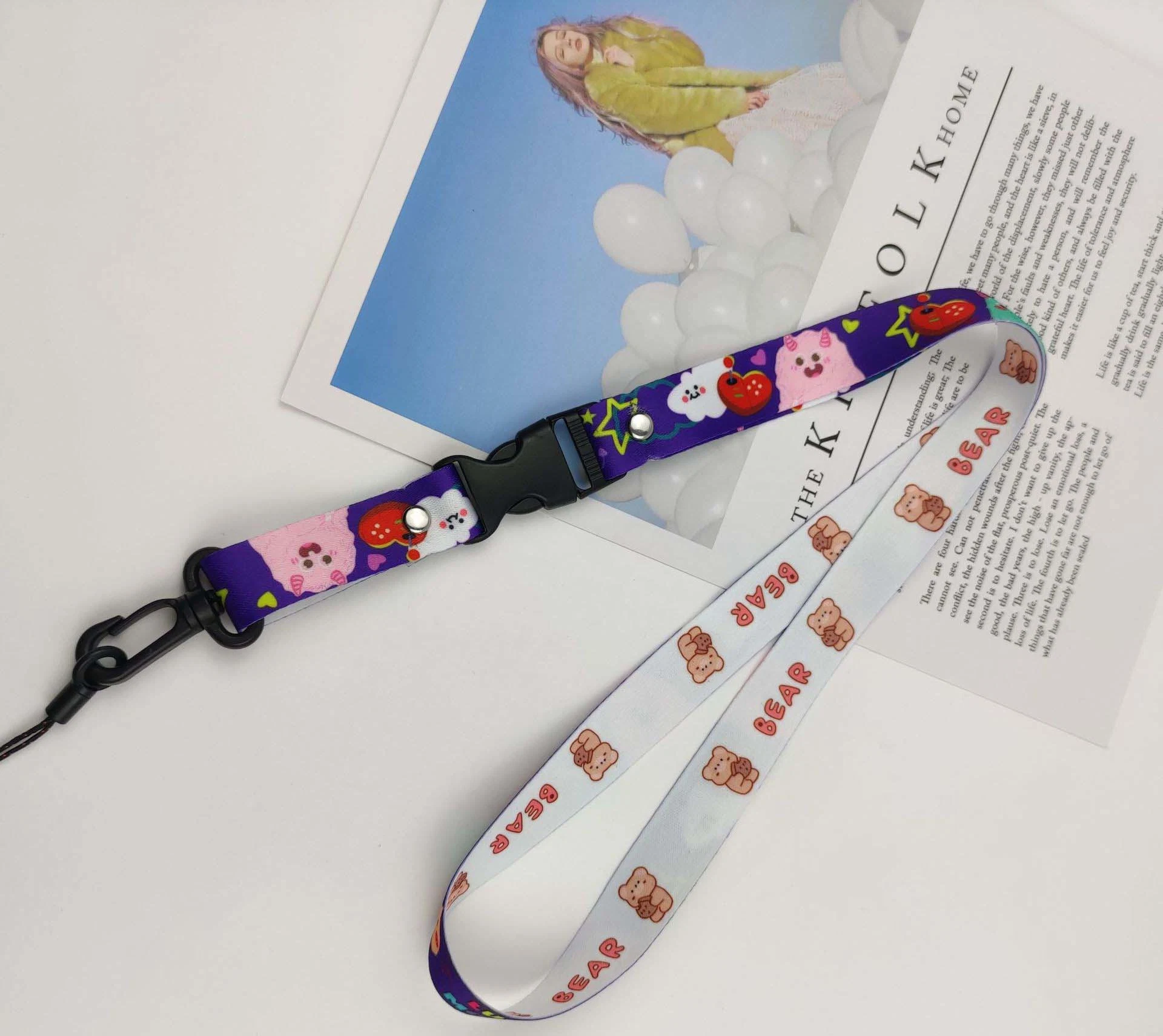 2cm Disassembly Safe Plug -in Cartoon Double -Sided Printed Woven Card Cover Universal Hanging Neck Mobile Phone Case Lack of Rope Manufacturers