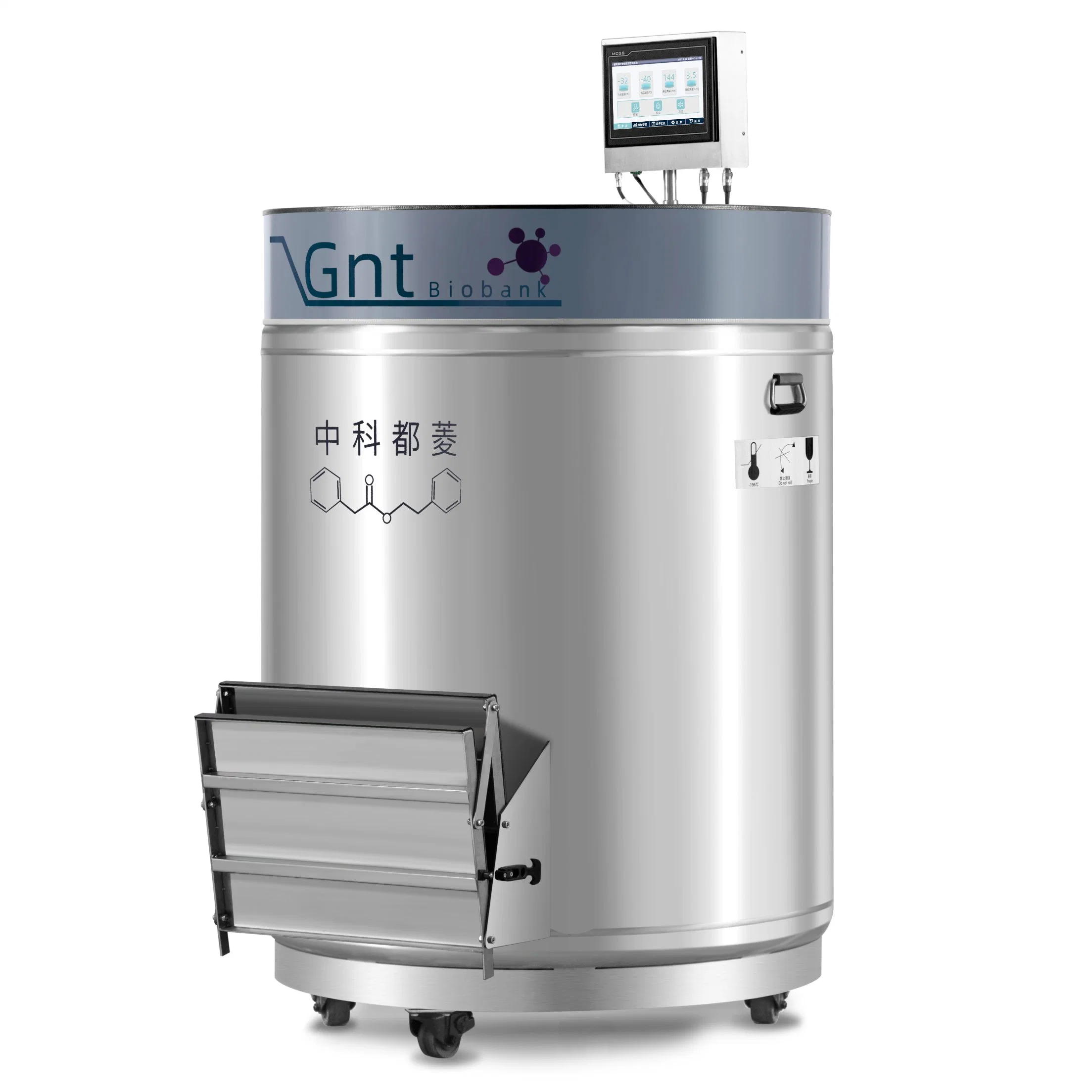 -196 Degrees of Biological Sample Storage 800 Liters Stainless Steel Smart Vapor Phase Liquid Nitrogen Tanks with 39200 Vials and 10 Inch Touch Screen