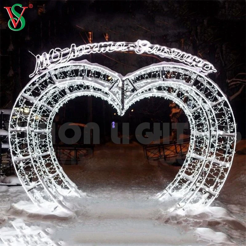 2023 Venta caliente Luz iluminada decoración Arco corazón para Boda Suministros