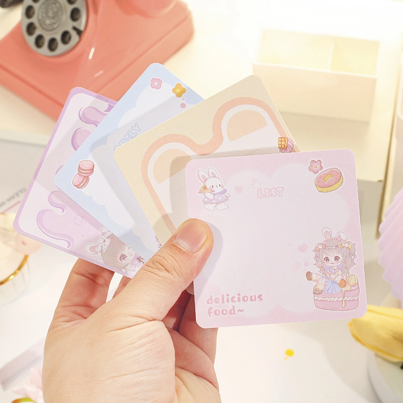 Folding Ear Sister Convenience Notepad Creative Girl Heart Sticky Note Cartoon Lovely Memo Message Sticker Office N Times Note Pad