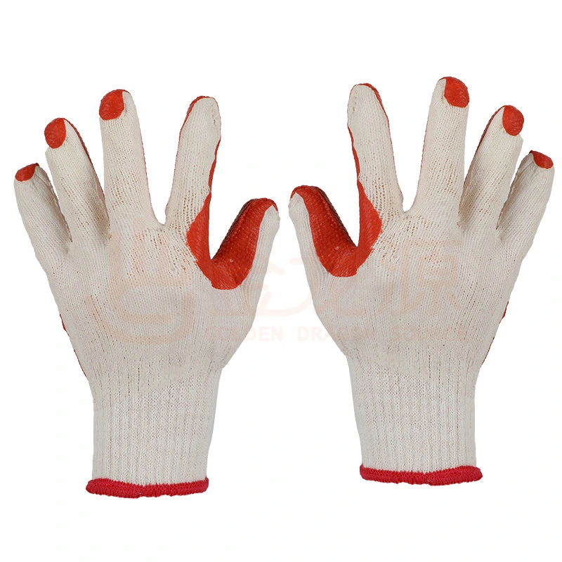 Factory Supplier 10g Cotton Yarn Natural Rubber Coating Safety Working Gloves