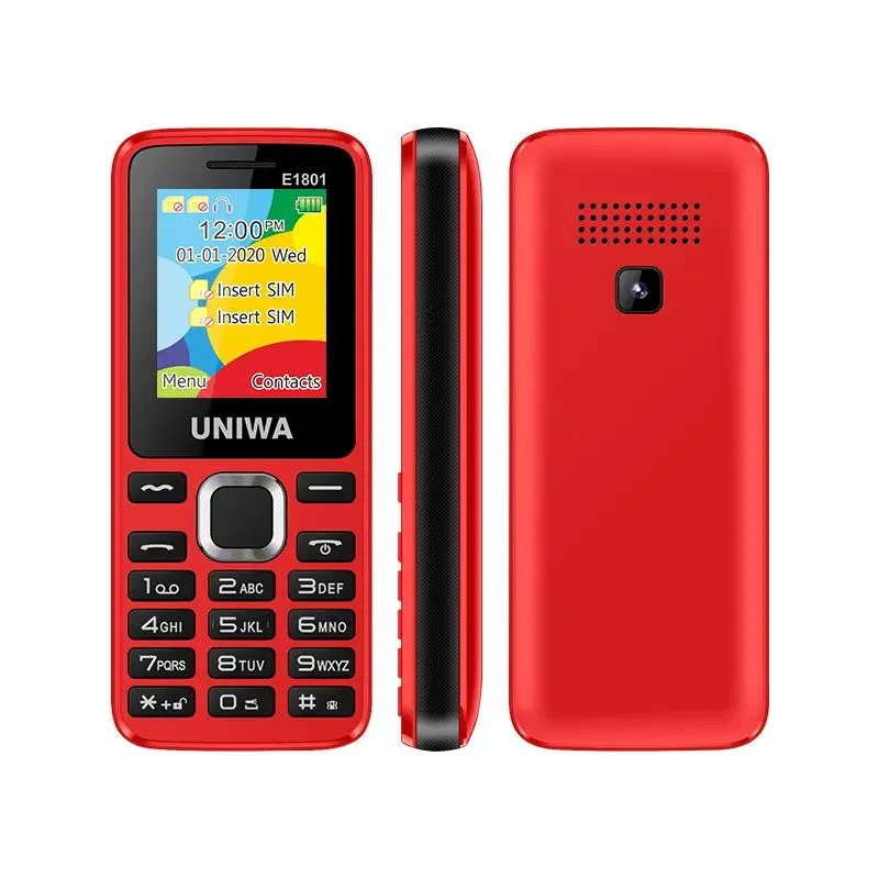 Listo para enviar GSM Dual SIM Card Uniwa E1801 Big Botones de fuente función barra Teléfono