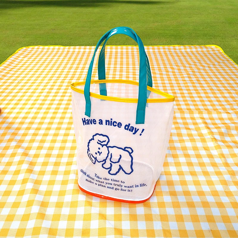 2021 New Transparent PVC Large Capacity Wash Bag Cartoon Holiday Swimming Beach Bag Jelly Bag