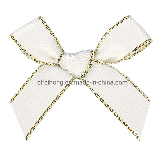 OEM Factory Wholesale/Supplier Hand Tied/ Shaped Hand Ribbon Bow of Satin/ Grosgrain/Metallic Gold/ Silver Edge with Satin Ribbon for Wrapping/Decoration/Xmas/Bow/Gifts