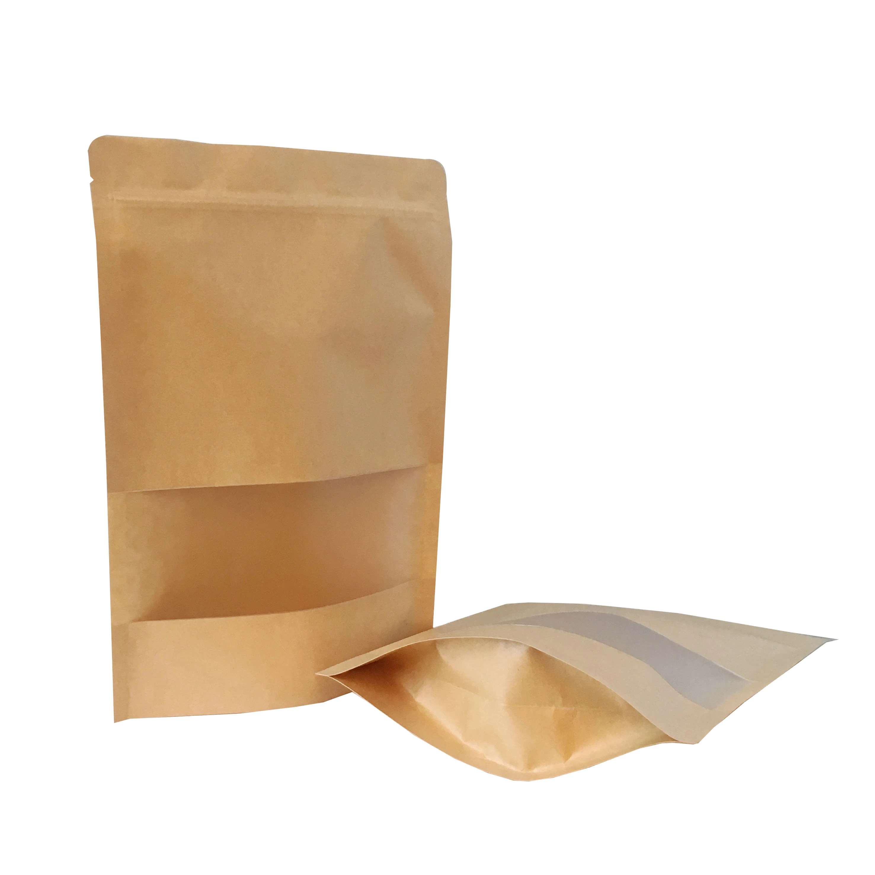 Customized Design Stand up Kraft Paper Plastic Food Packaging Bag for Tea Coffee Nuts Cookies