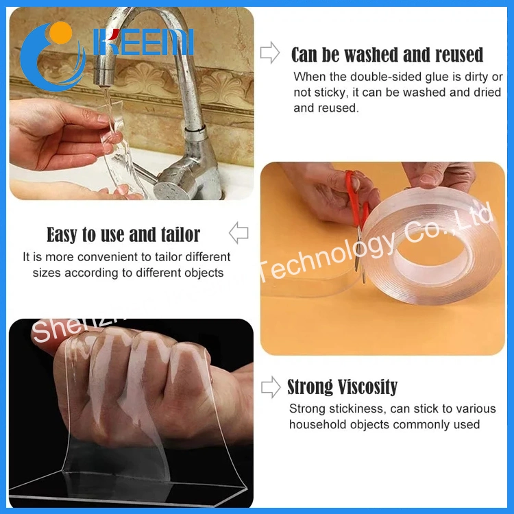 Strong Viscosity Removable Double Sided Nano Tape Strips Transparent Gel Tape