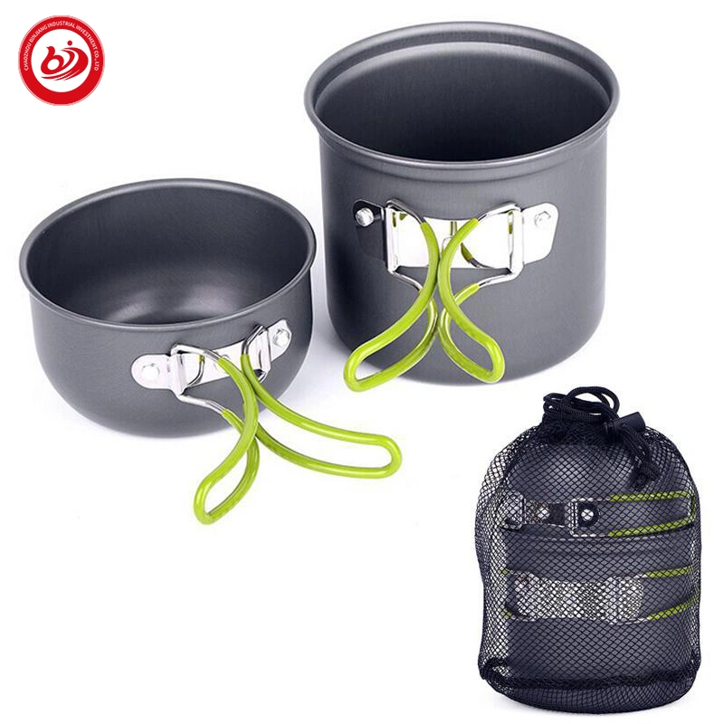 Camping Cookware Mess Kit Hiking Backpacking Picnic Cooking Bowl Non Stick Pot Pan Spoon Pot Set