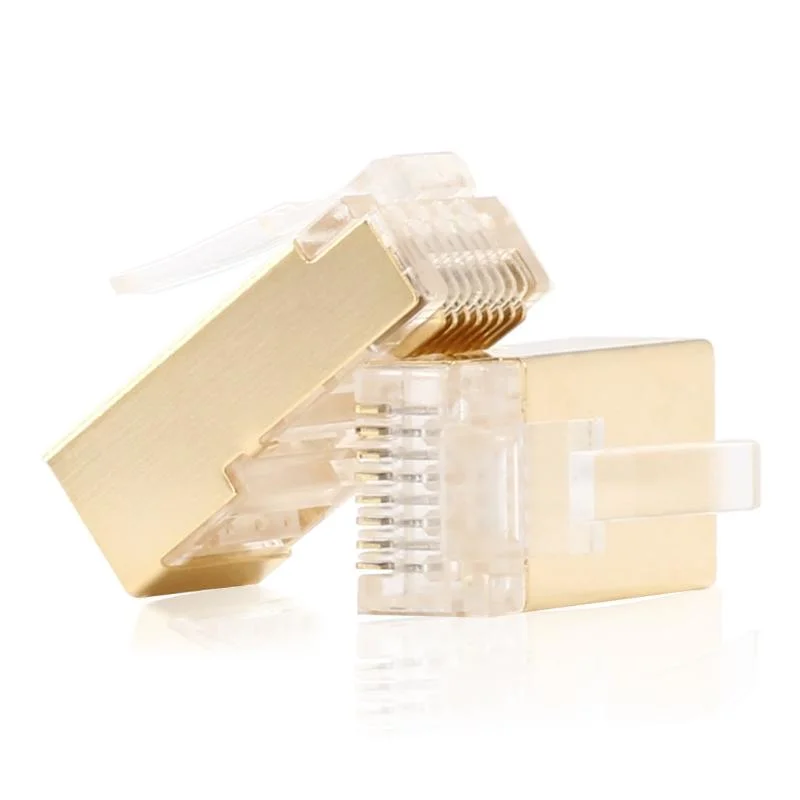 Gold Plated Shield Metal 8pin 8p8c 50 Micron Cat7 Modular Plug Price Network Waterproof UTP Connector Crystal Plug Shielded FTP RJ45 Module Connector