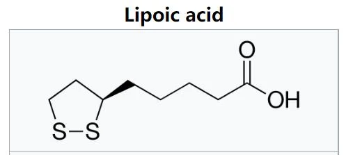 Acide thioctique pur à 99%, poudre granulaire d'acide alpha-lipoïque.