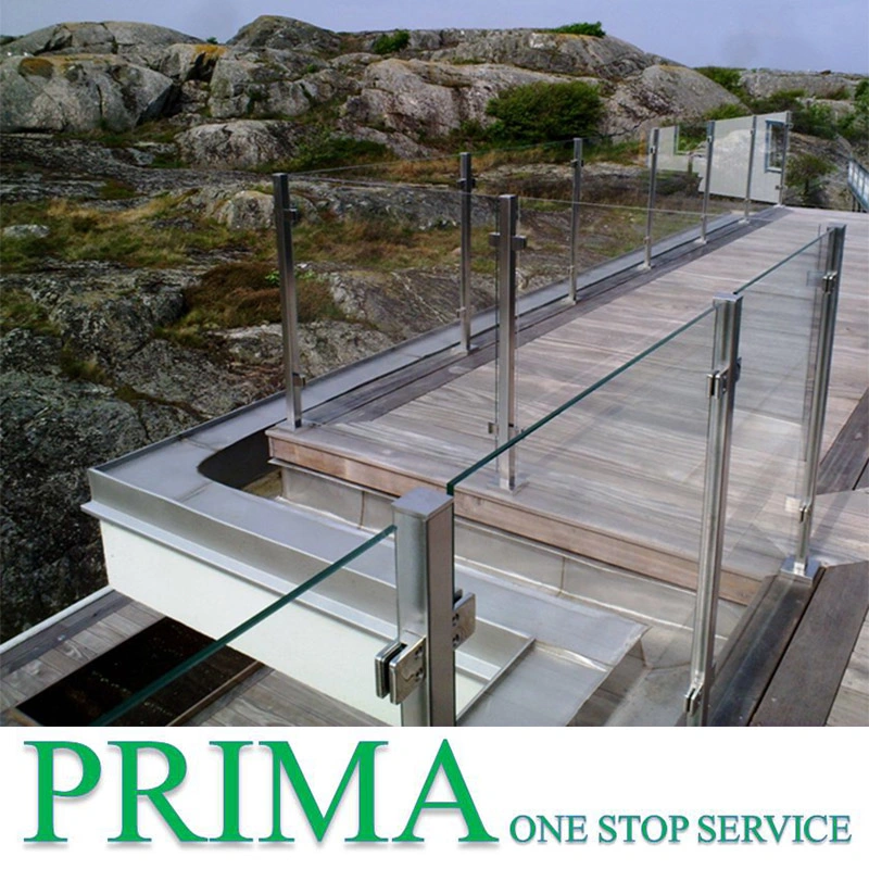 Prima Factory Project Balustrade Glass Railing with Stainless Steel Handrail