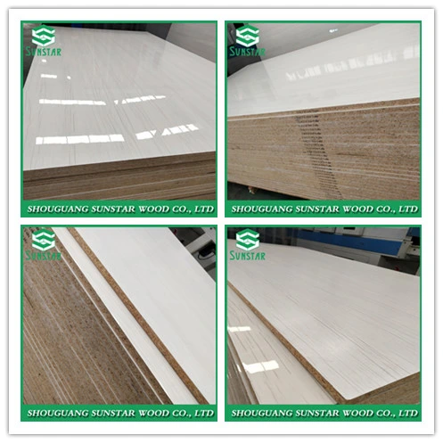 Wholesale/Supplier E1 E2 Embossed Finishmelamine Faced Particle Board, Plain Veneer Wood Grain Solid Color Particle Board for Furniture and Building Material