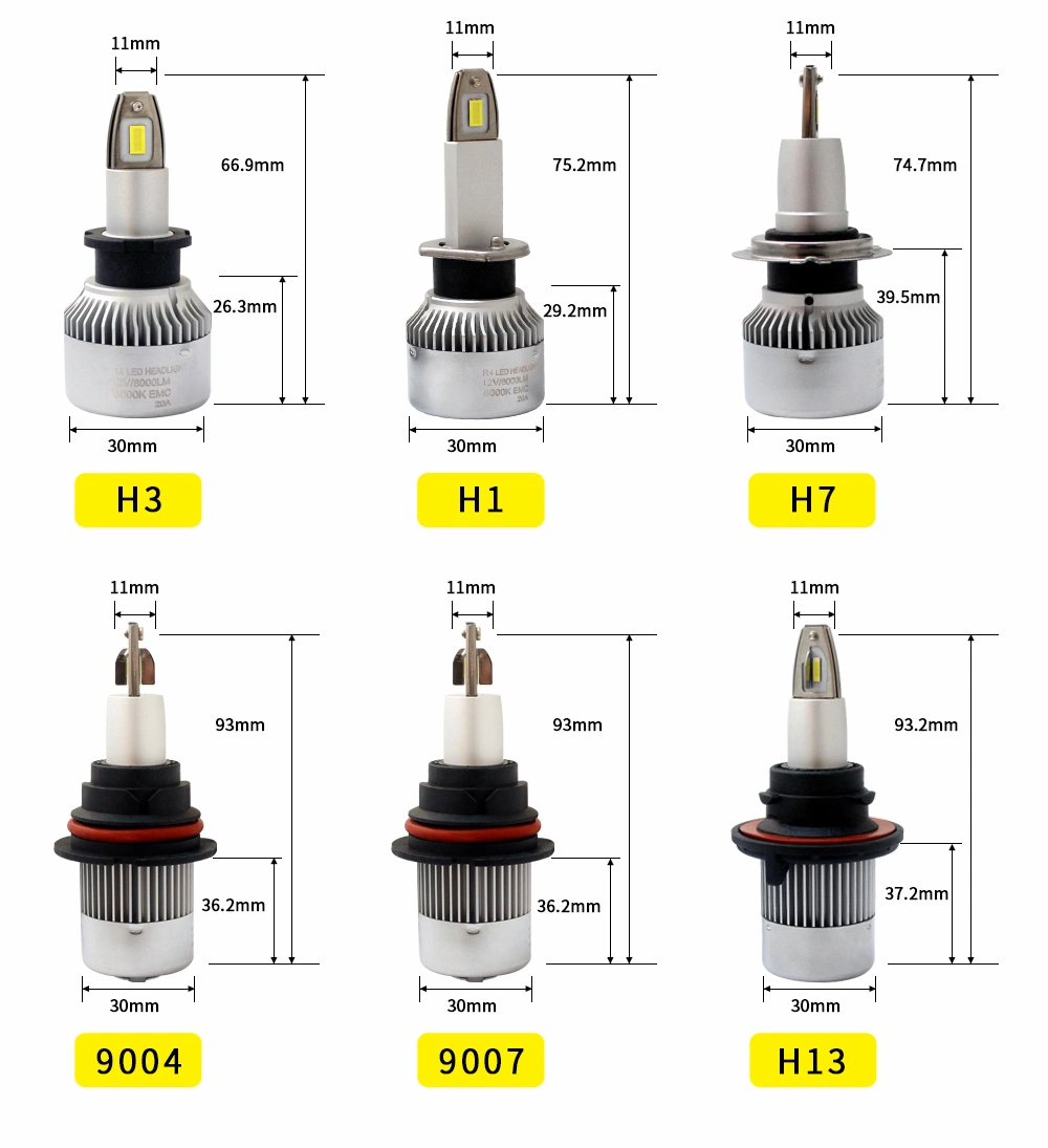 Heißer Verkauf gute Qualität Turbo LED hohe kosteneffiziente Mini-Größe Versandkosten sparen 12-24V 6000K Weiß H1 H3 H7 H8 H9 H10 H11 9005 9006 880 H4 H13 9004 9007