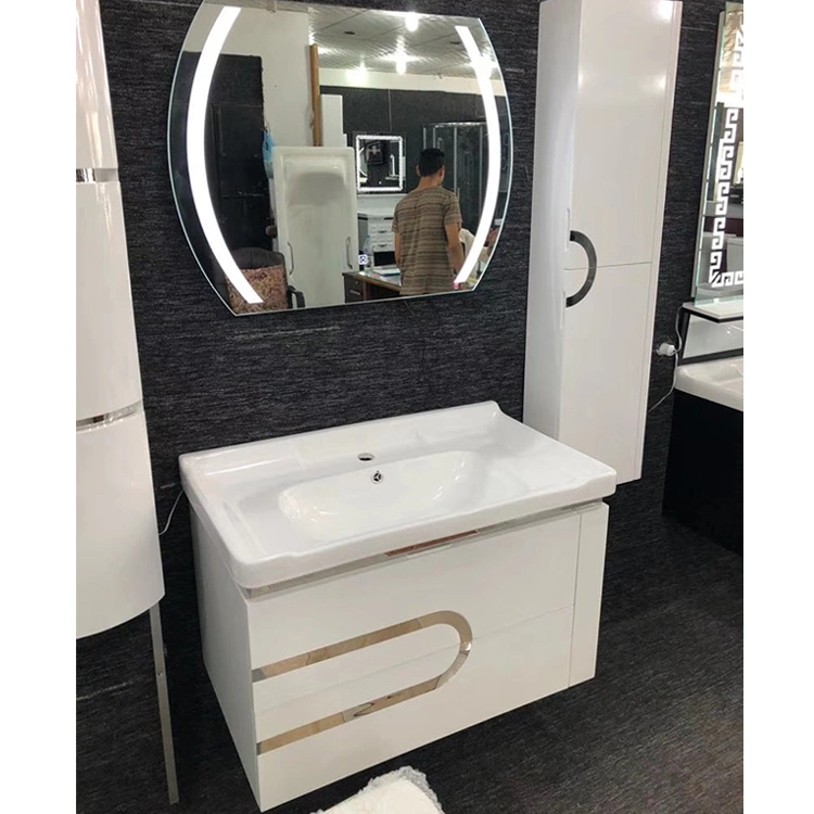 Popular Middle East Curved PVC High-Density 0.55 Metal Strip Style Intelligent Mirror Bathroom Cabinet Smart Furniture