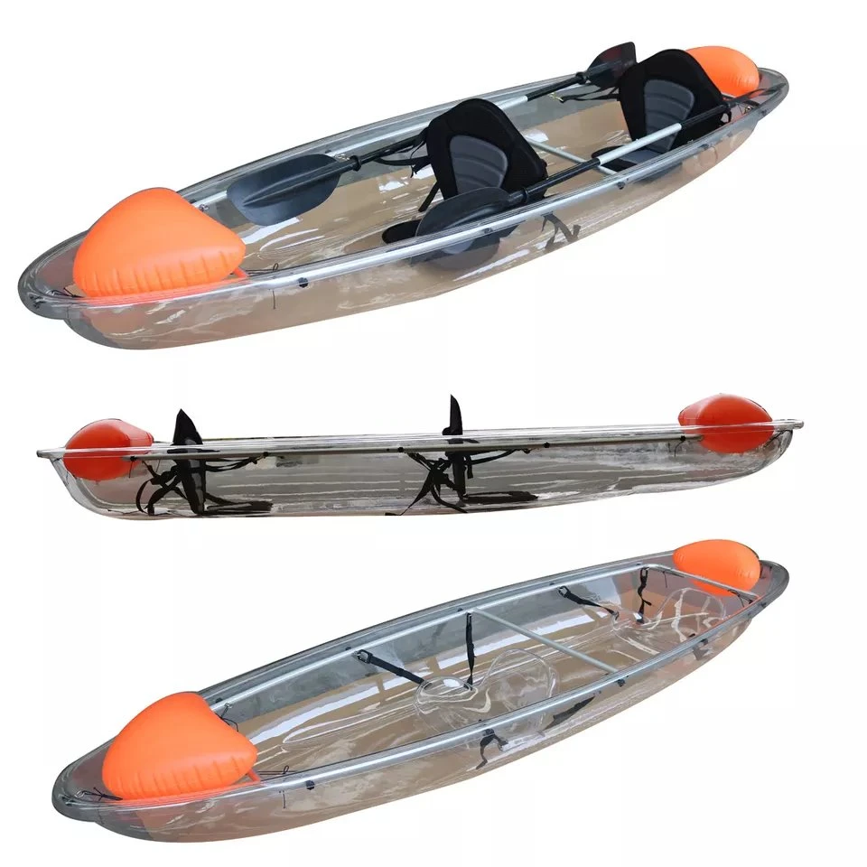 Manufacturer Customized 11FT Two Person Ocean Entertainment Leisure Double Seat Transparent Crystal Kayak for Sale