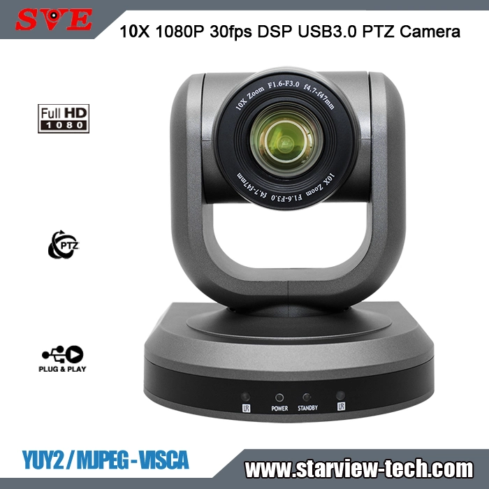 HD 1080P30fps 10X Zoom USB 3.0 DSP Yuy2 PTZ Visca Webcam Video Conference Camera