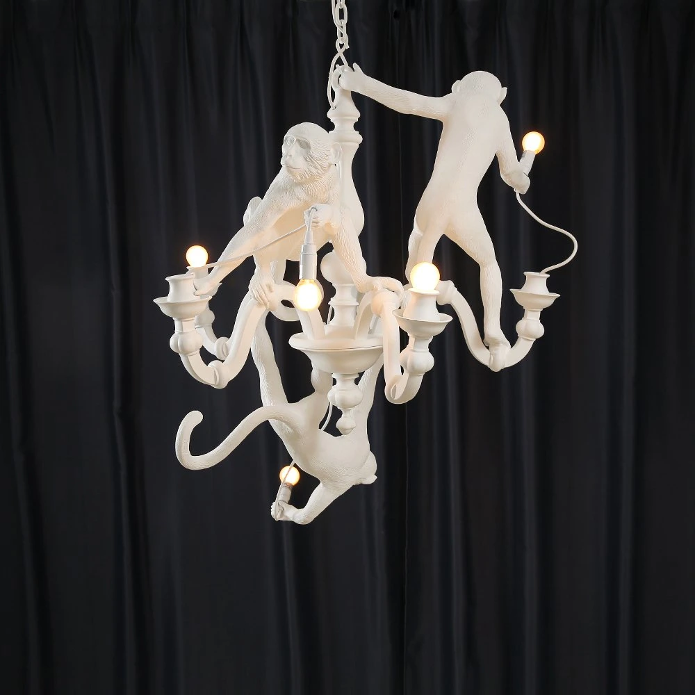 White Monkey Chandeliers Atmosphere Lamp Living Room Home Decor Black Industrial Chandelie (WH-MI-128)