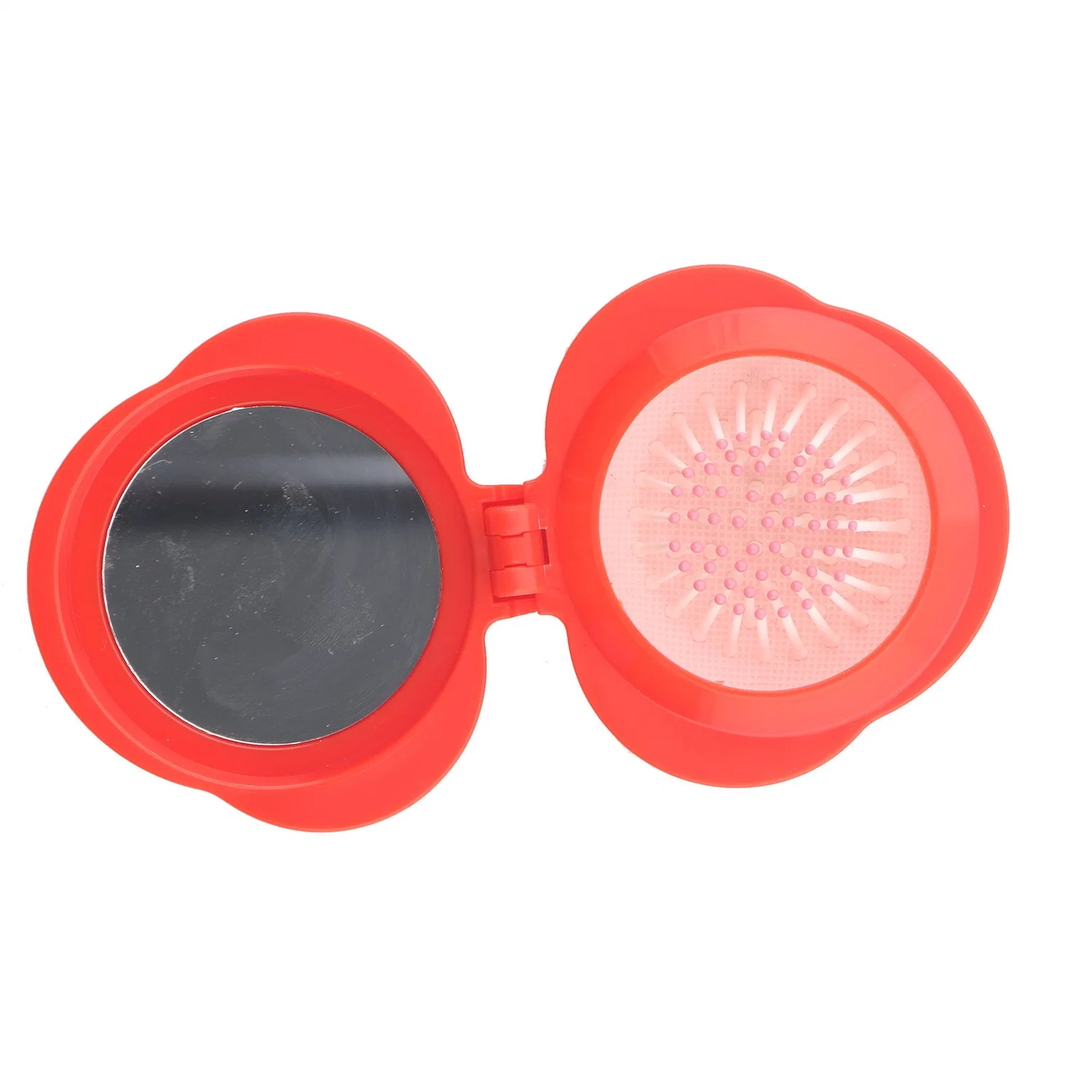 OEM Multi-Color Mirror Portable Two-in-One Comb Mirror Heart Shape Foldable Mirror and Hair Brush for Travel for Kids