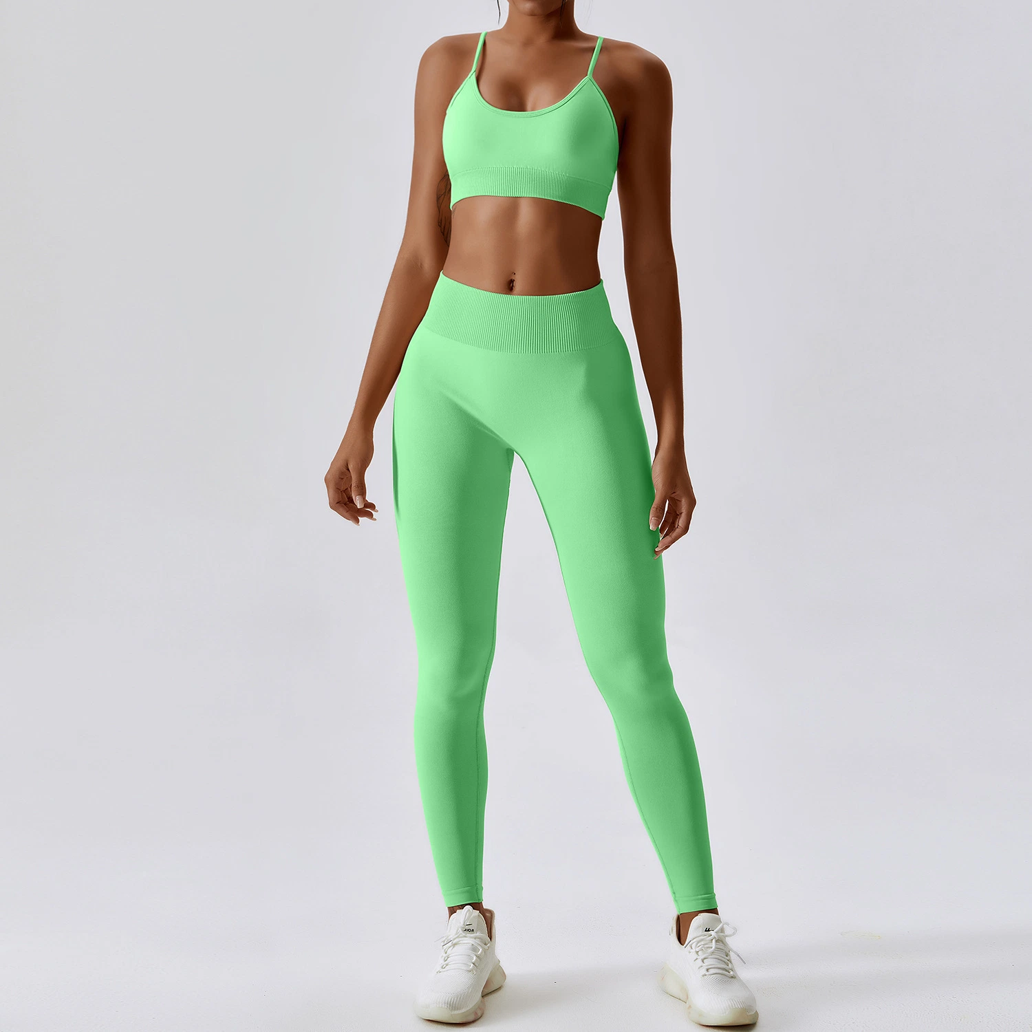 السروال الرياضي للنساء السروال Leggings Gym Fitness 2pcs Sportswear Workout Clothing مجموعات يوغا ذات أحجام إضافية للارتداء النشط