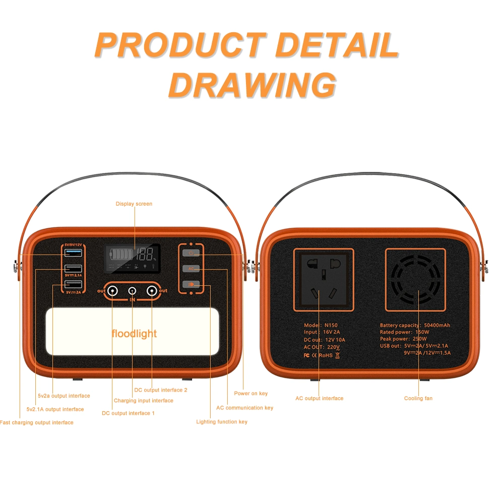 Power Bank Solar Power for Phone/ Car Use High quality/High cost performance  Power Station 150W