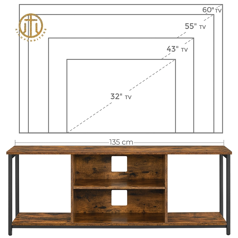 حامل تلفزيون منضدة على طاولة مع طاولة Live Edge Solid Wood