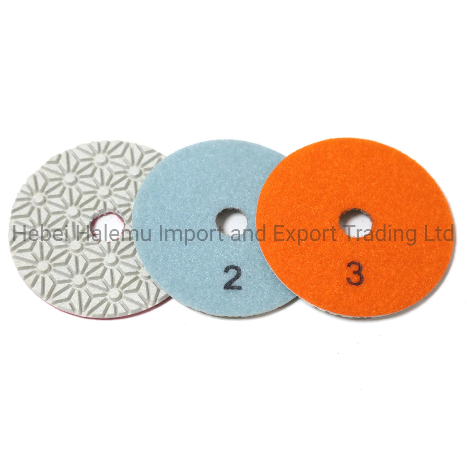 3Pasos Hexagrama de Diamante gris abrasivos húmedos pads de pulido 4'' para el hormigón de mármol de granito