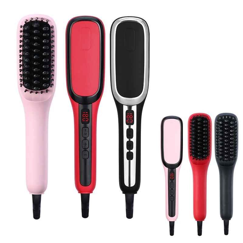 China Supplier Electric Combs Flat Iron Hot Air Hair Comb Straightener Electric Hairbrush Hair Straightener Brush