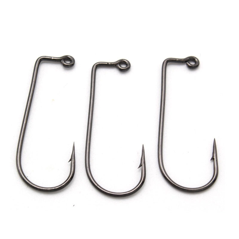 90 Degree Round Bend Heavy Wire Jig Hook-Pack of 25 (Black, 3/0)