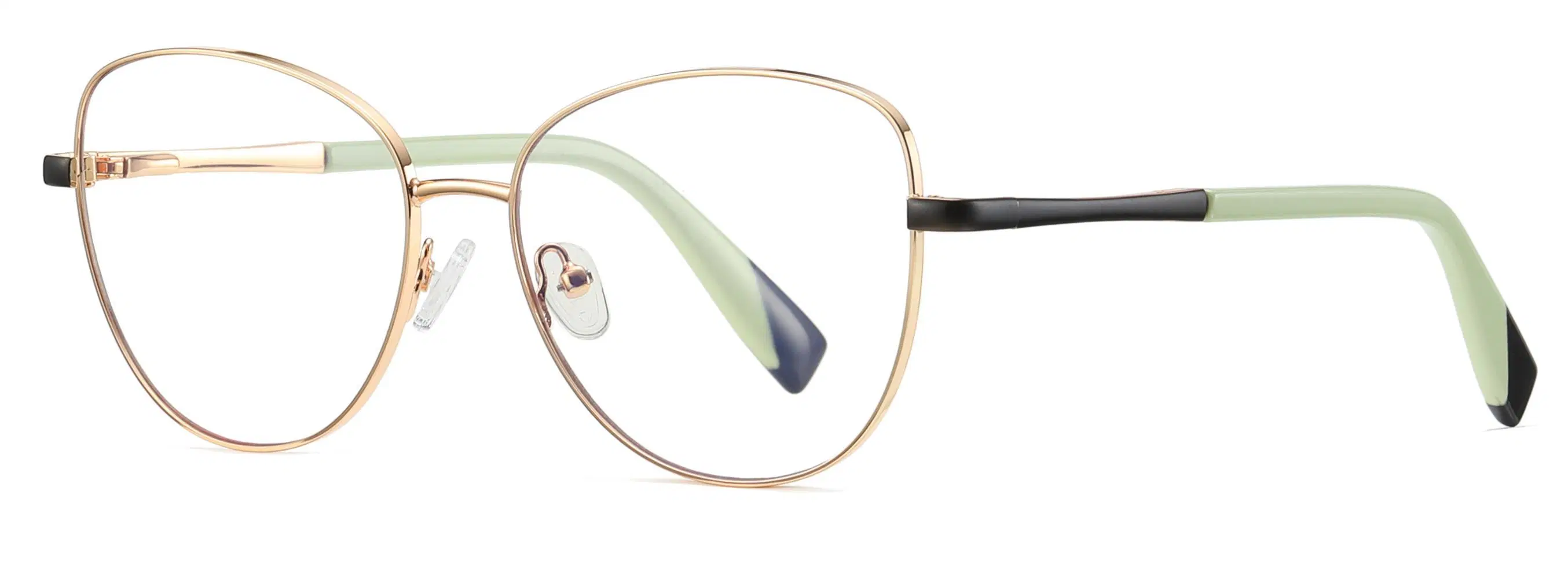 Full Rim Cat Eye Shape Frame with Candy Color Tips Blue Light Blocking Lenses Ready Goods Metal Women Optical Frames