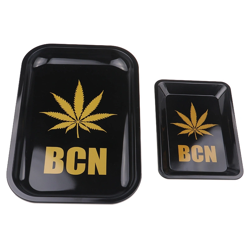 Nova chegada Gold tabaco cigarro Herb Custom logotipo Rolling Tray Conjunto de tabuleiros para fumadores Tin weeds Metal com balança