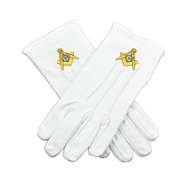 Personnel famille Affaires Freemasons cadeaux Masonic brodés gants de coton blanc
