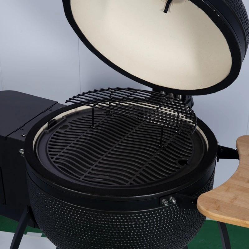 High-End Moveable Ceramic BBQ Kamado Pellet Smoker Grill with Casters