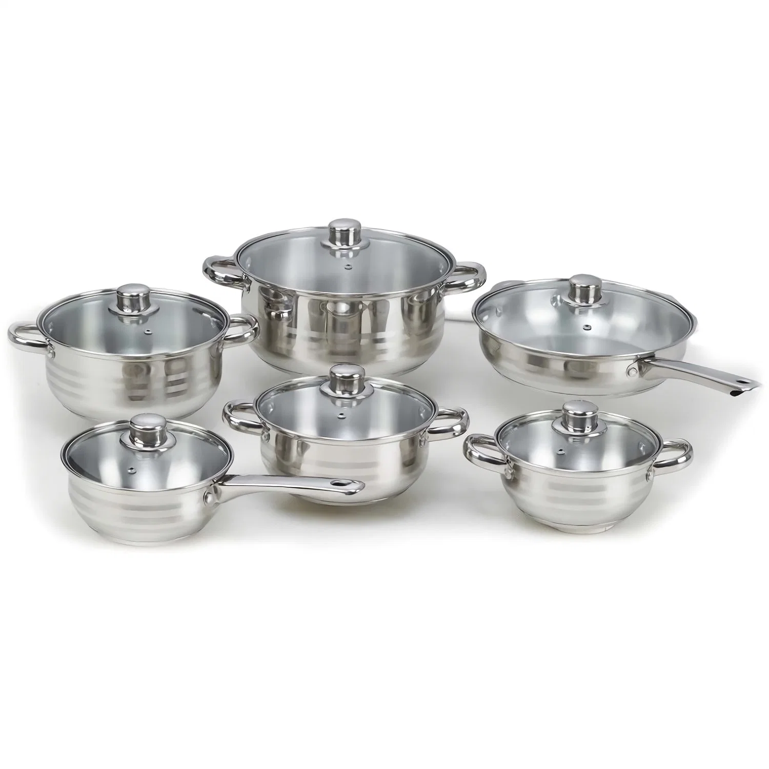 12pcs Classic Edelstahl Induktions-Kochgeschirr-Set mit 9ply Boden, inklusive Kochtopf, Bratpfanne, Aufläufe für Home Kitchen gesundes Kochen