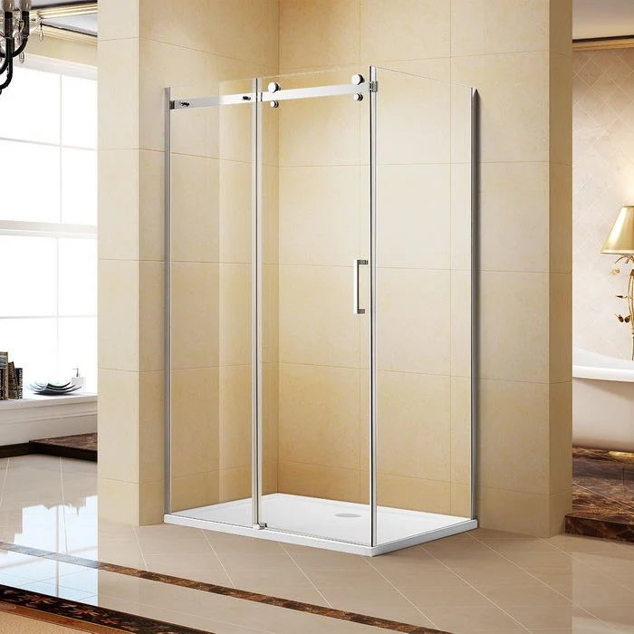 8mm Tempered Glass Wet-Room Shower Door as Full-Length Bathroom Mirror