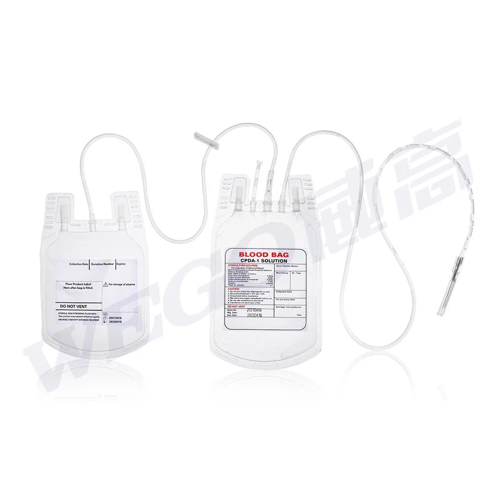 Bolsa de recogida de sangre médica doble triple cuádruple con aprobación CE Bolsas de sangre CPD 450ml