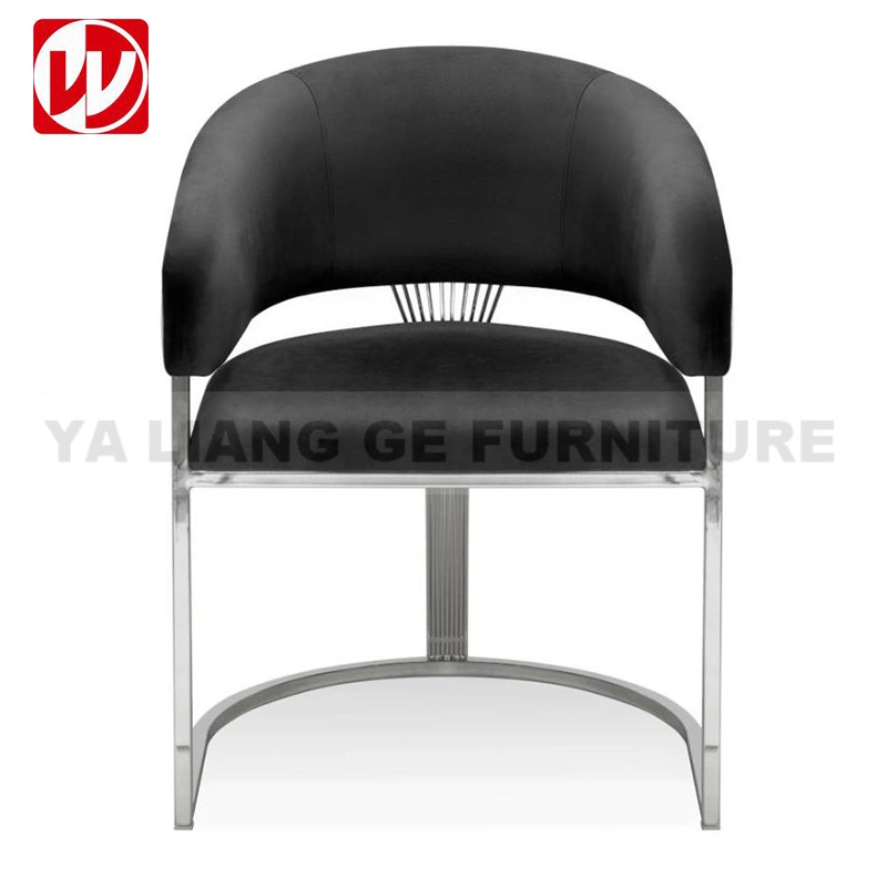 Novo design Home Furniture Silver Frame Black Velvet Aço inoxidável Cadeira de jantar