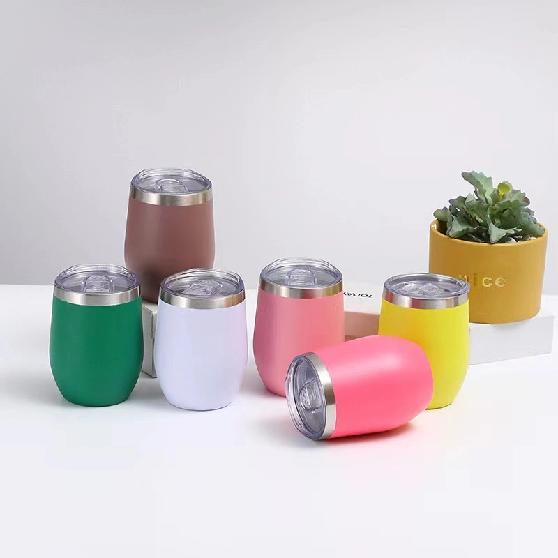 Stock Offer 12 Oz Egg Double Wall Stainless Steel Coffee Cup with Lid Different Colors