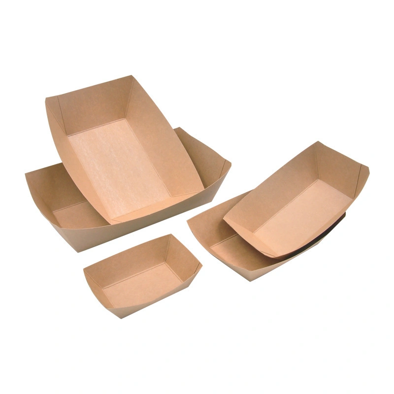 Kraft Paper Boat Shape Tray Take Away Food Packaging Box for Restaurant Ship Box