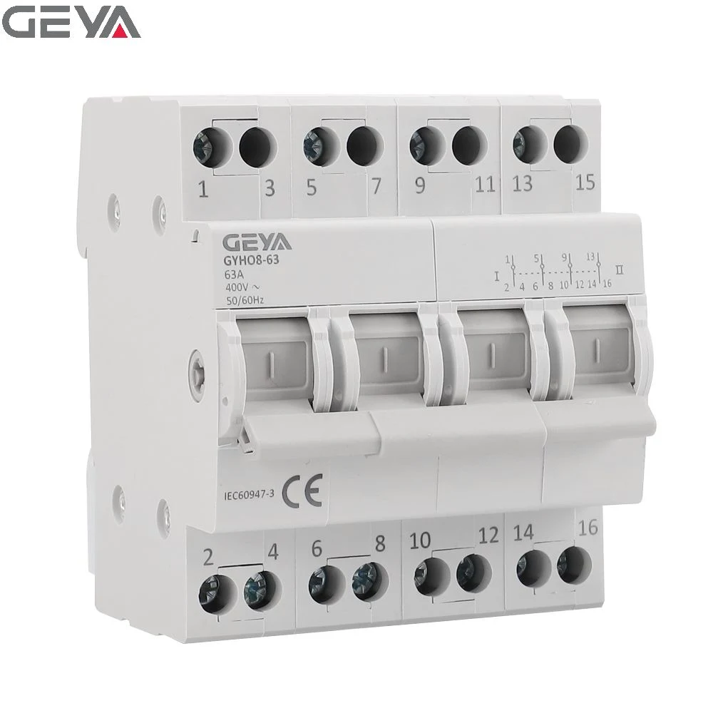 Interruptor de transferencia manual de potencia dual modular Geya 63A 230/400VAC DIN Instalación de rieles