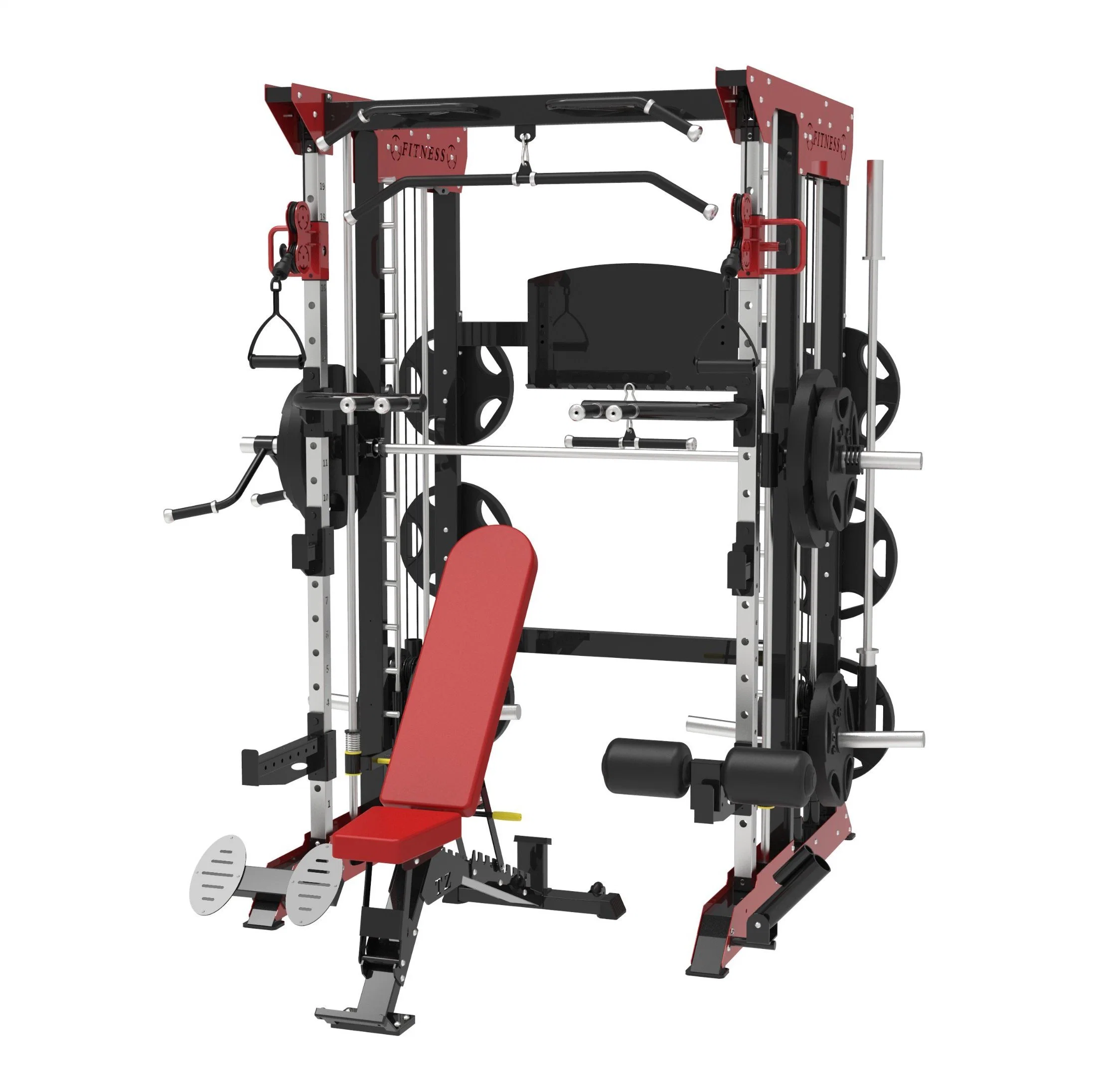 Home Gym Fitness Commercial Multi-Functional Trainer Cable Crossover Squat Power Rack Training All in One Trainer Gym Smith Machine Gym Equipment