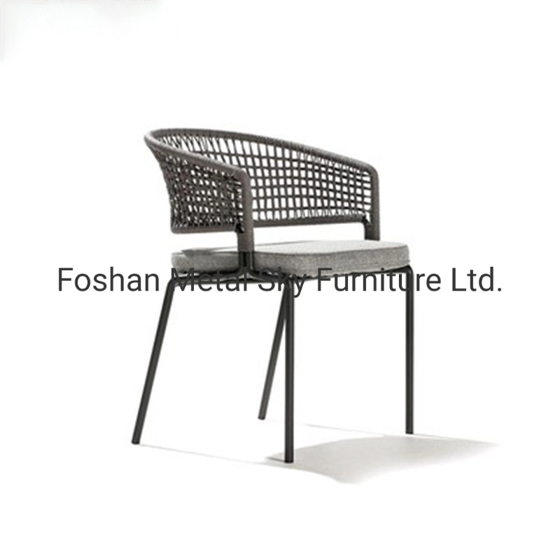 Outdoor Wicker Rope Metal Garden Hotel Restaurant Rattan Dining Chair