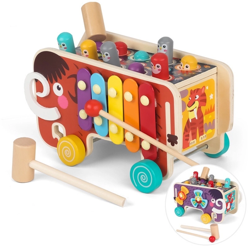 Wooden Hit Hammer Game Toy Kids Pounding Bench Toy