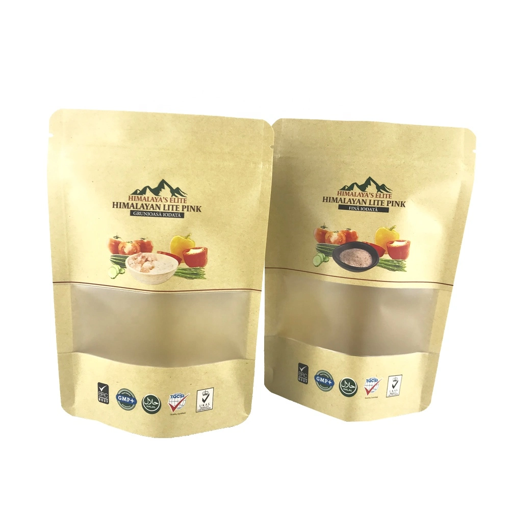 Resleable Ziplock Stand up Dry Fruits Food Paper Packaging Bag with Window