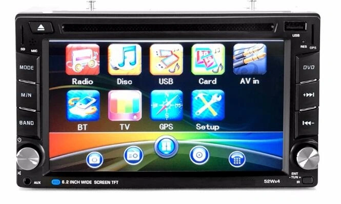 2 DIN Universal Car DVD Player with 6.2 Inch Screen GPS Navigation System