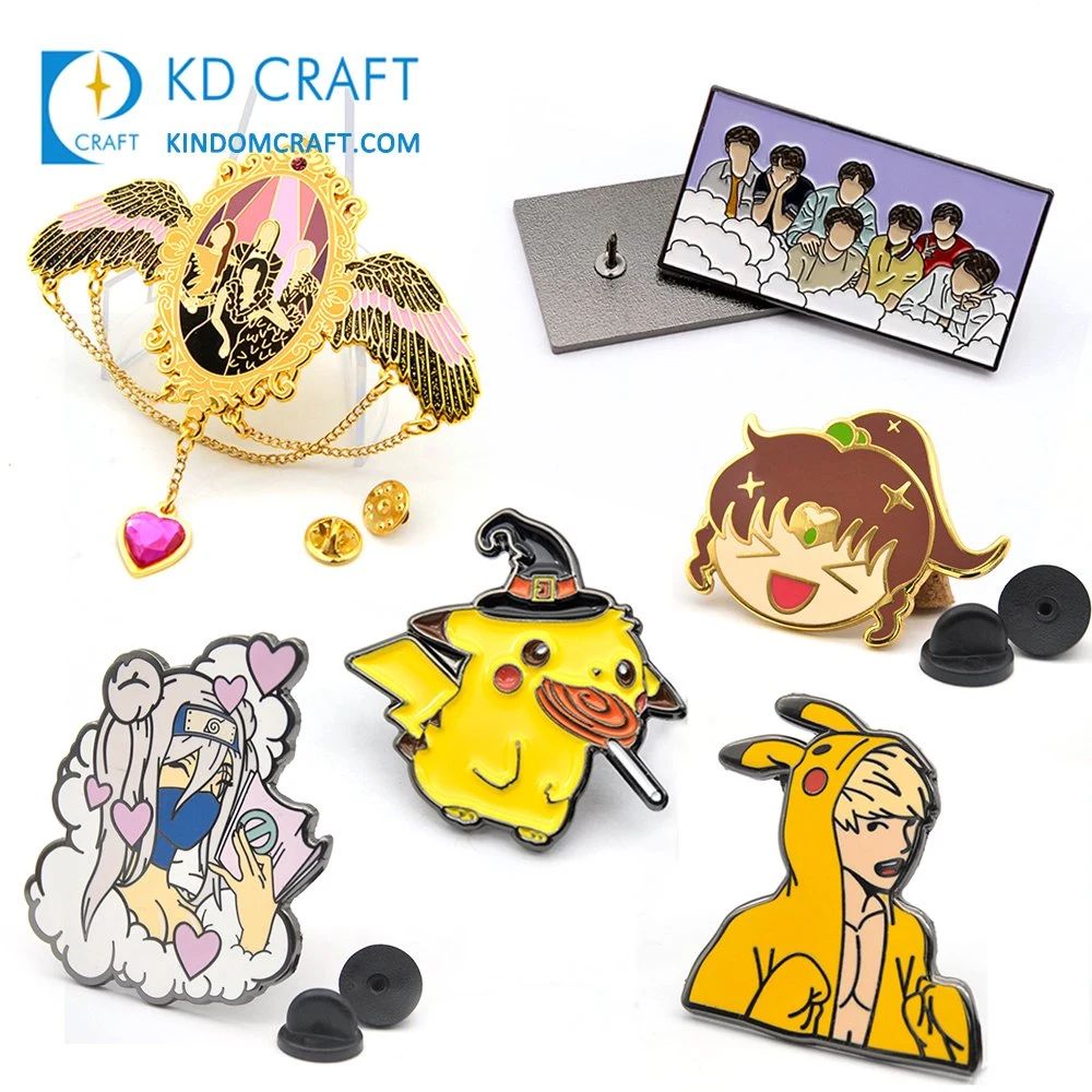 El logotipo de metal fabricante Corea Kpop divertidos Glitter de solapa Pin como dibujos animados Cute Anime Soft Hard Pin esmalte personalizado para la ropa